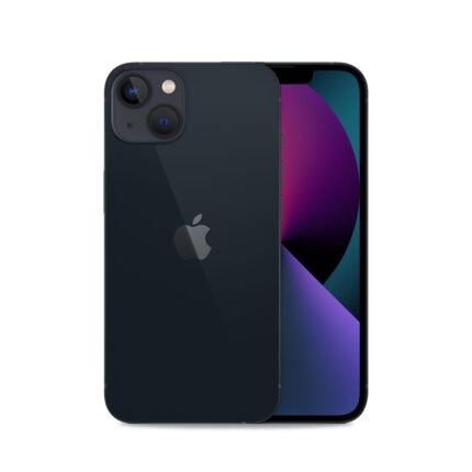 Brugt iPhone 13 128 GB i farven Sort (Midnight), for- og bagside